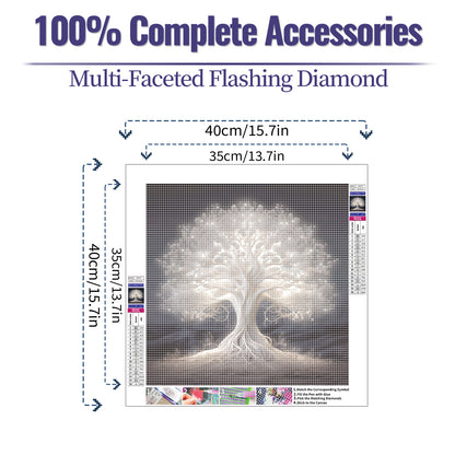 White trees - Full Round Diamond Painting -40x40cm