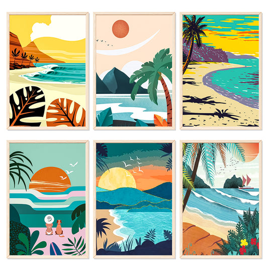 6pack Summer Seaside - Painting with Numbers - 20x30cm