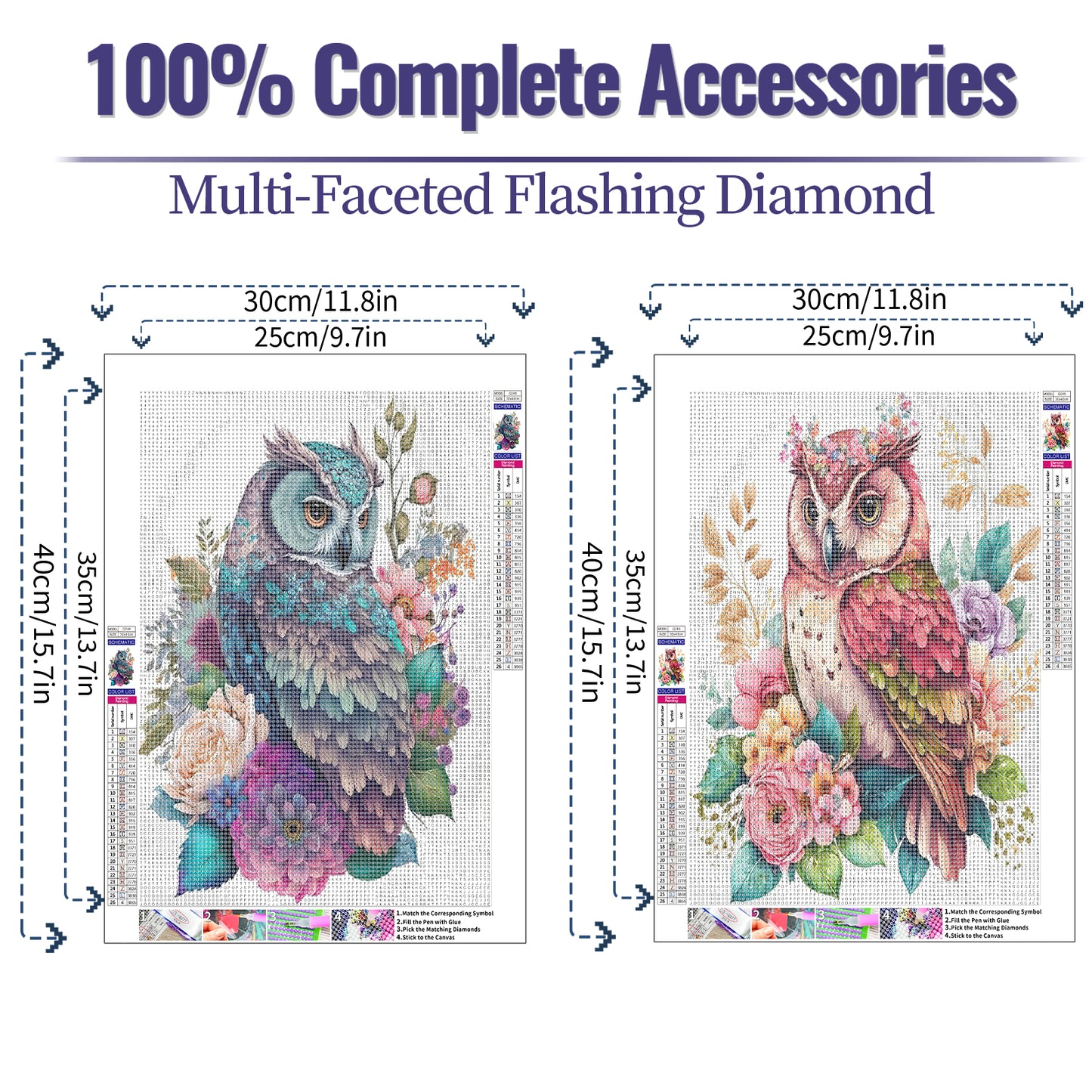 Owl - Full Round Diamond Painting - 30x40cm/2pack