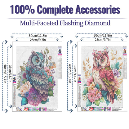 Owl - Full Round Diamond Painting - 30x40cm/2pack