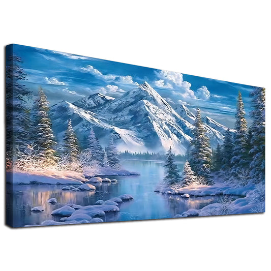 Winter Mountain - Full Round Diamond Painting - 70x40cm