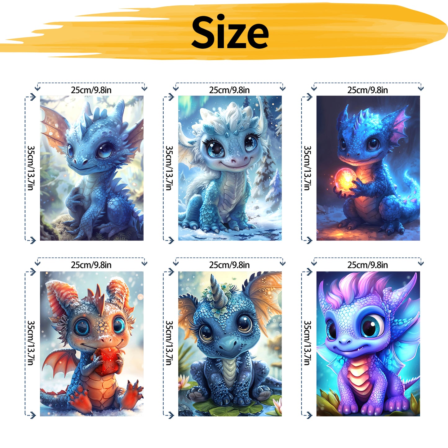 Dragons  - Paint by Numbers -25x35cm/6pcs