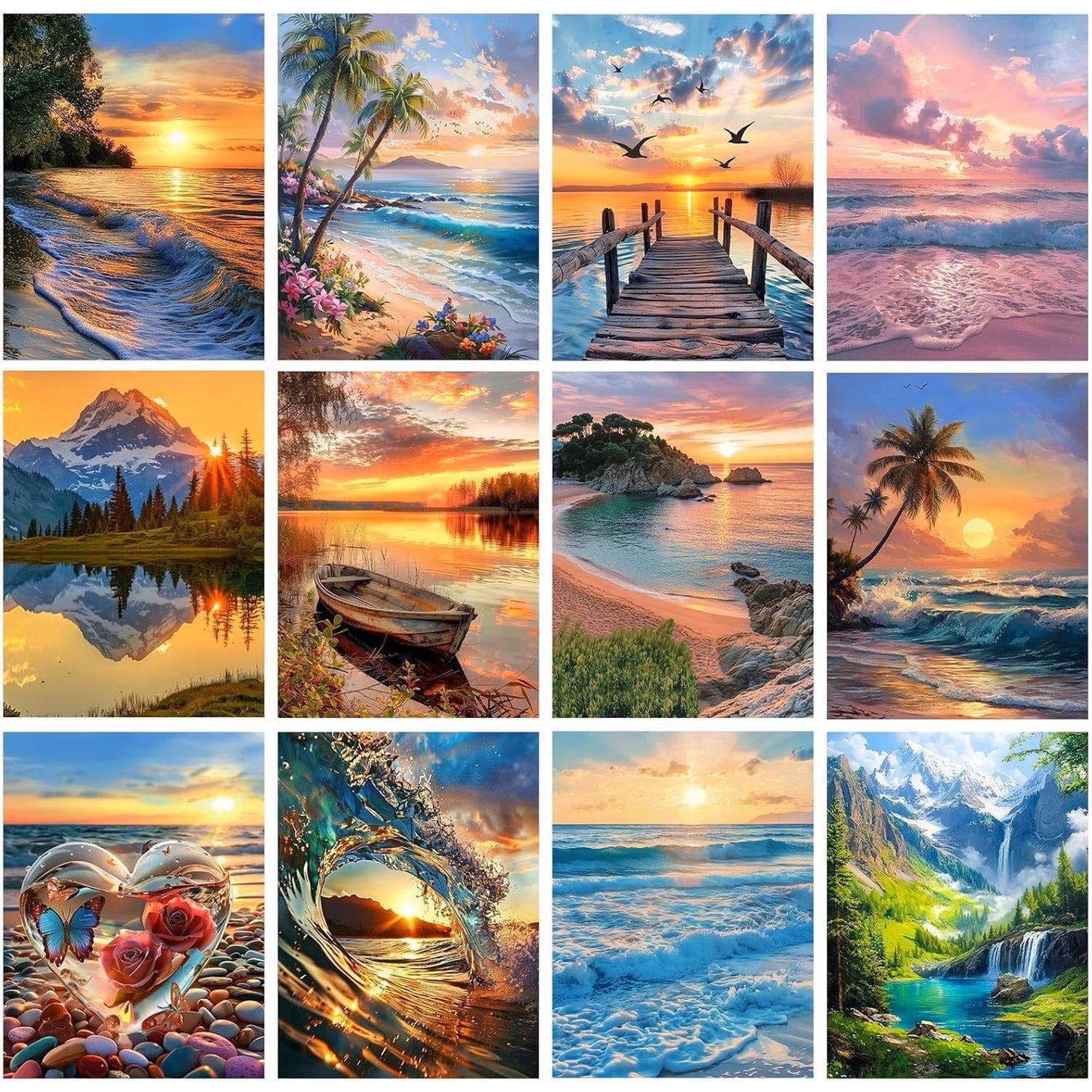 YALKIN Mountain Diamond Painting Art and Craft Kits 12 Piece -12x16in