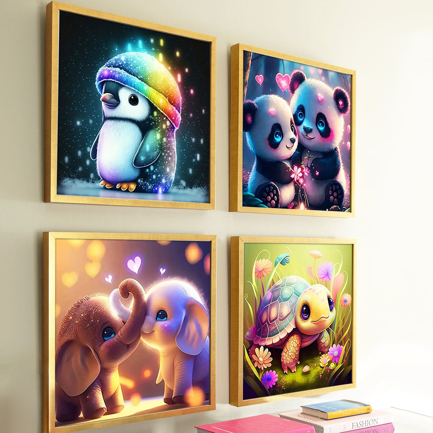 Cute Animal - Painting with Numbers -30x30cm-4pcs/set