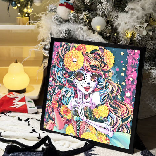 Skeleton Girl -  Full Round Diamond Painting  -40x40cm