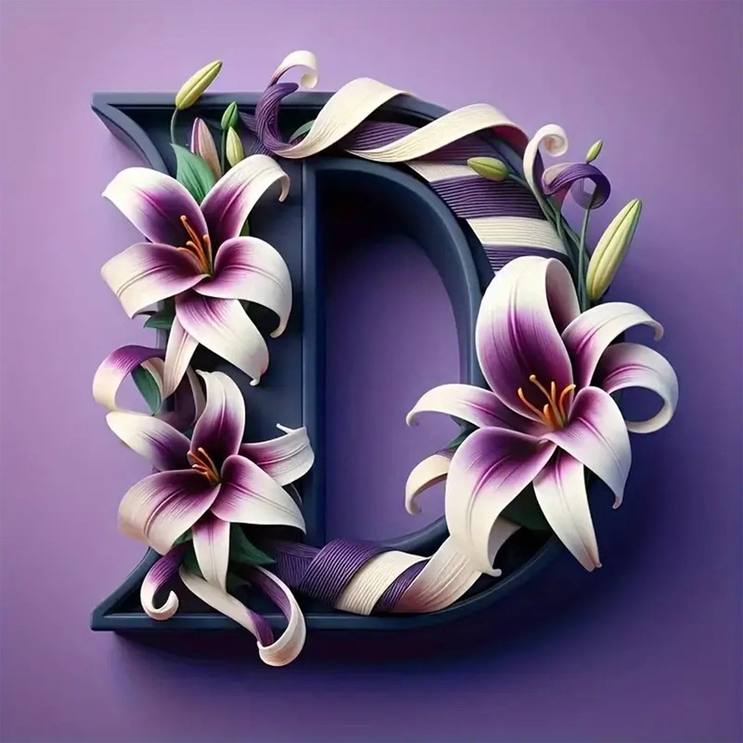 Purple Alphabet - Full Round Diamond Painting - 30x30cm