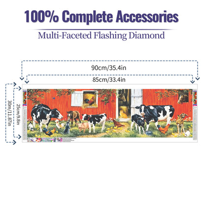 Cow- Full Round Diamond Painting - 90x30cm
