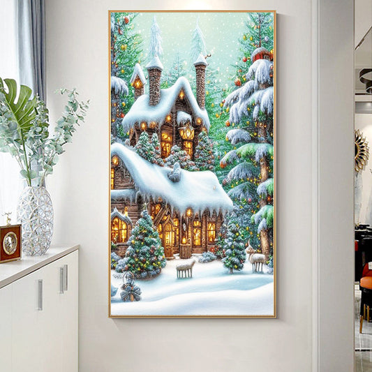 Winter House - Full Round Diamond Painting - 70x40cm