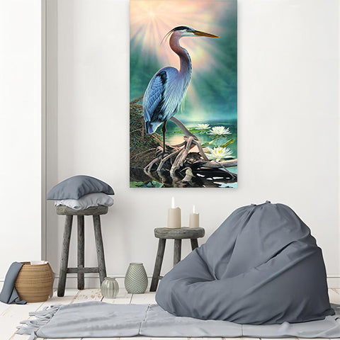 Great Blue Heron - Full Round Diamond Painting - 70x40cm
