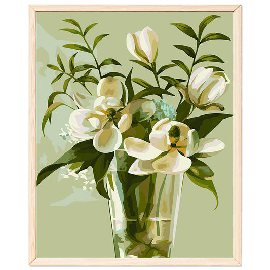 Green Flower Vase  - Painting with Numbers -40x50cm