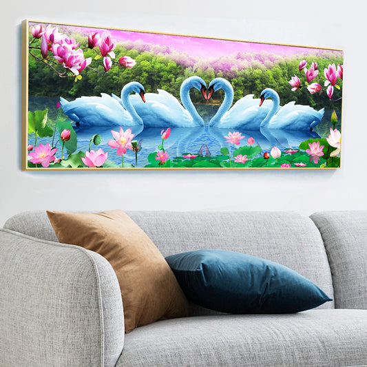 Swan- Full Round Diamond Painting - 90x30cm
