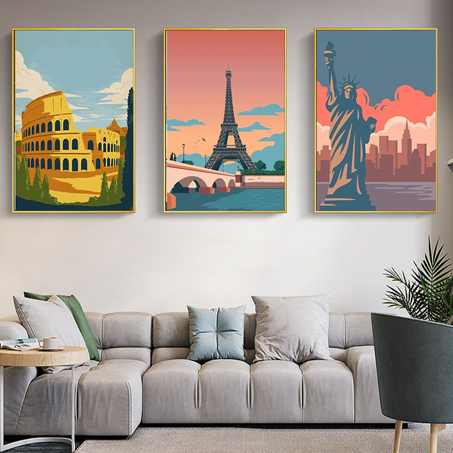 Places of Interest - Painting with Numbers -20x30cm -6 pack