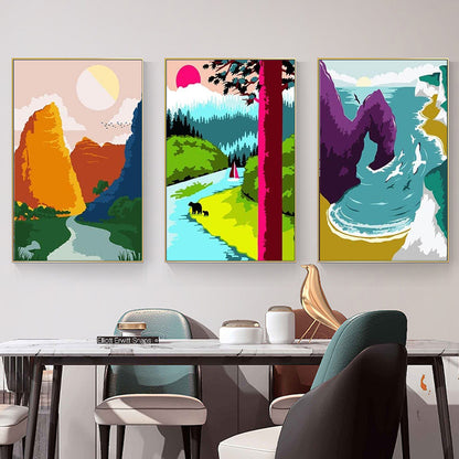 Mountain - Painting with Numbers -20x30cm -6 pack
