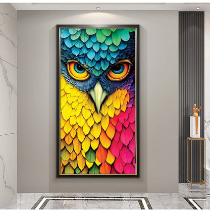 Colorful Owl - Full Round Diamond Painting - 70x40cm