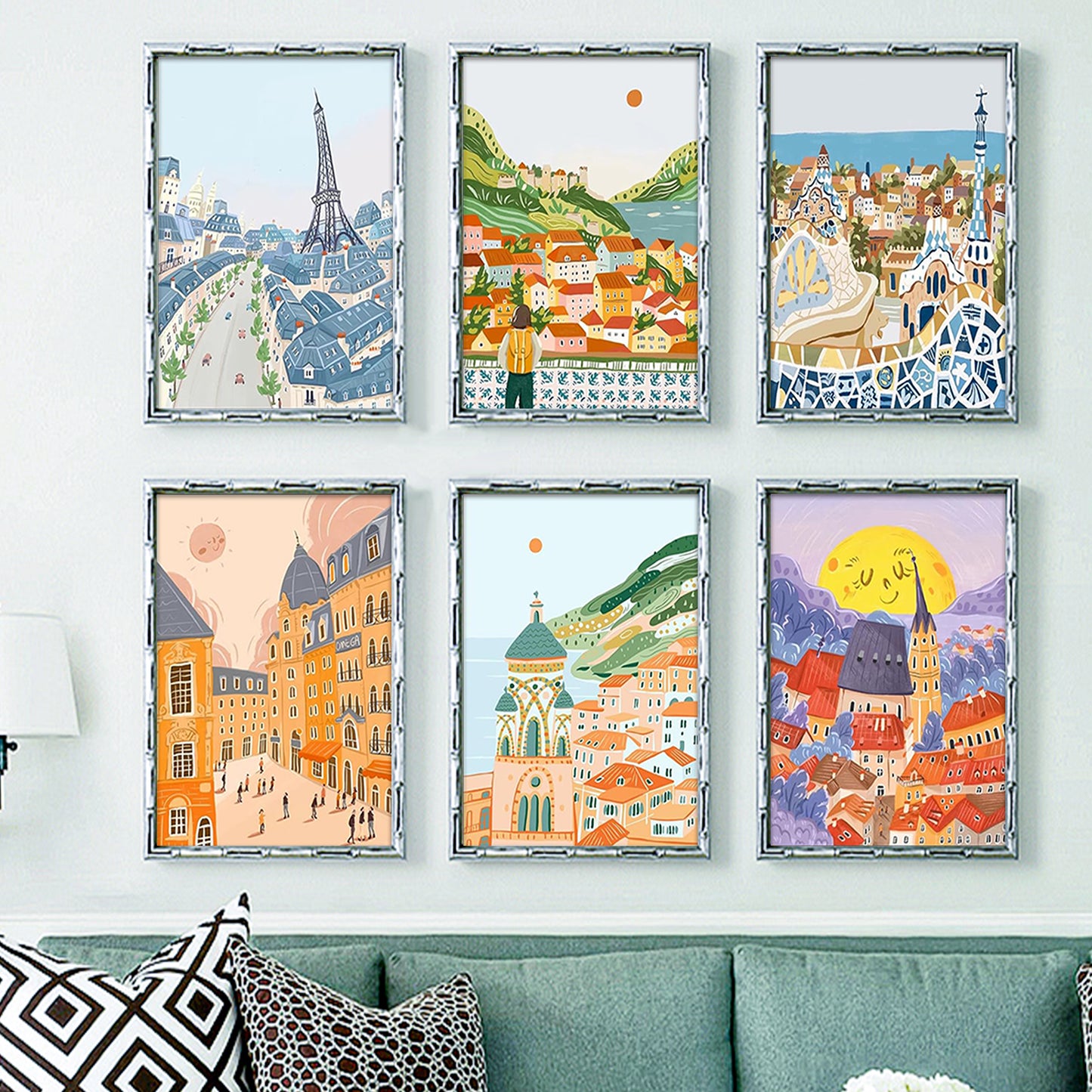 European attractions - Paint by Numbers -25x35cm/6pcs