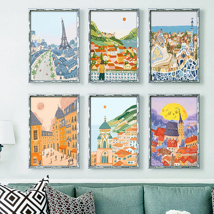 European attractions - Paint by Numbers -25x35cm/6pcs