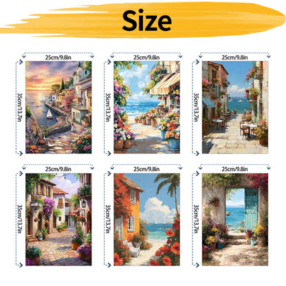 Seaside city - Paint by Numbers -25x35cm/6pcs