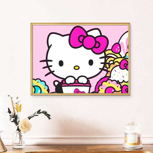 Hello kitty- Full Round Diamond Painting - 40x30cm