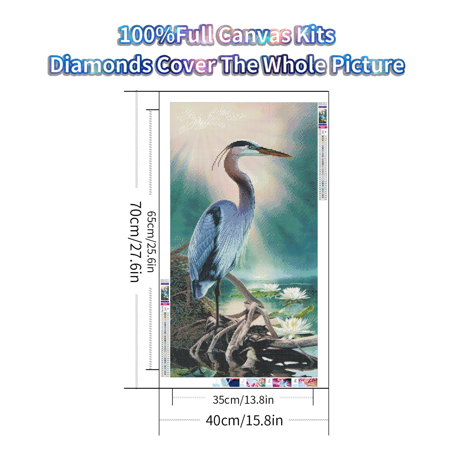 Great Blue Heron - Full Round Diamond Painting - 70x40cm
