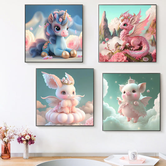 Animal - Full Round Diamond Painting - 30x30cm/4pack