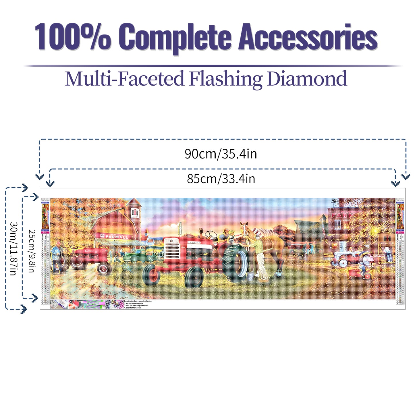 Farm- Full Round Diamond Painting Kits - 90x30cm