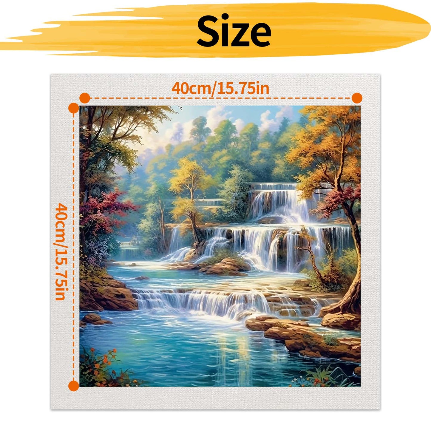 Waterfall - Painting by Numbers -40x40cm