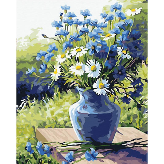 Blue Flower Vase - Painting with Numbers -40x50cm