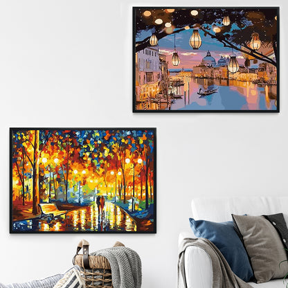 Night Scenery - Painting with Numbers -30x40cm -4 pack