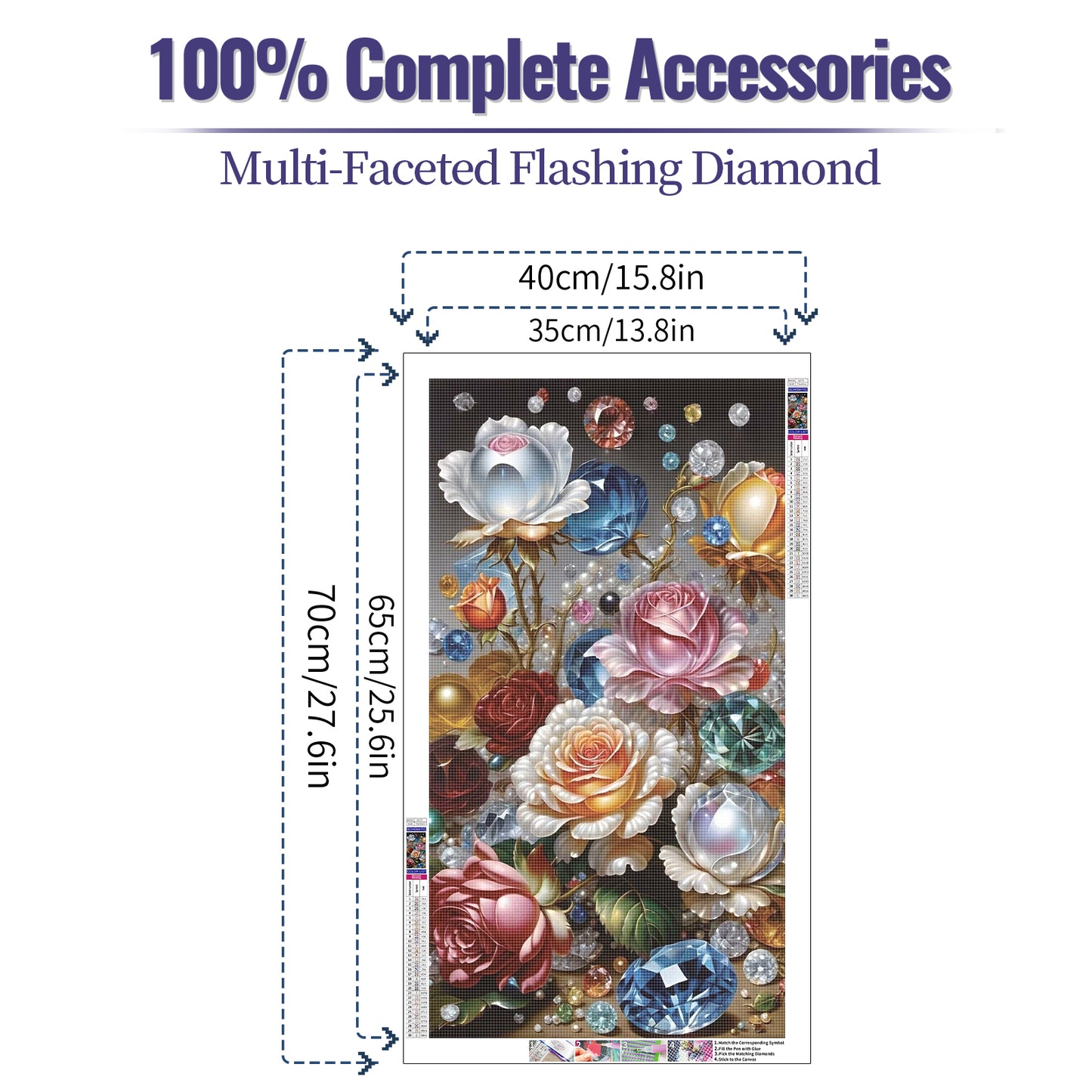 Jewel flower- Full Round Diamond Painting - 40x70cm