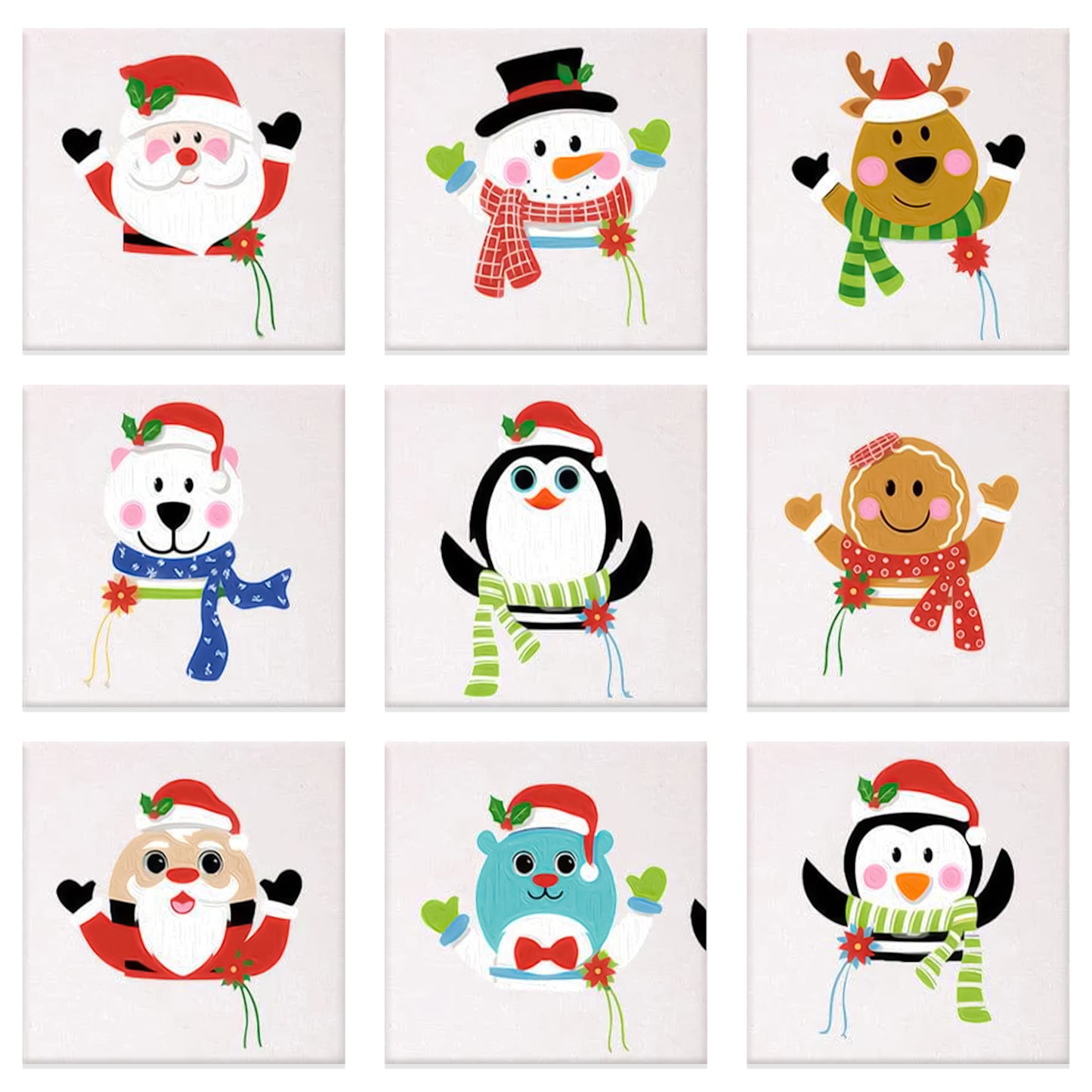 Christmas Snowman - Painting with Numbers -20x20cm/9pcs