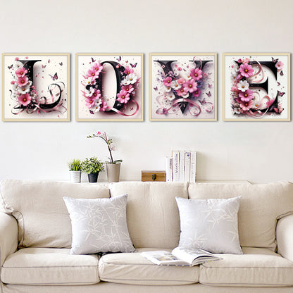 Pink Alphabet - Full Round Diamond Painting - 30x30cm