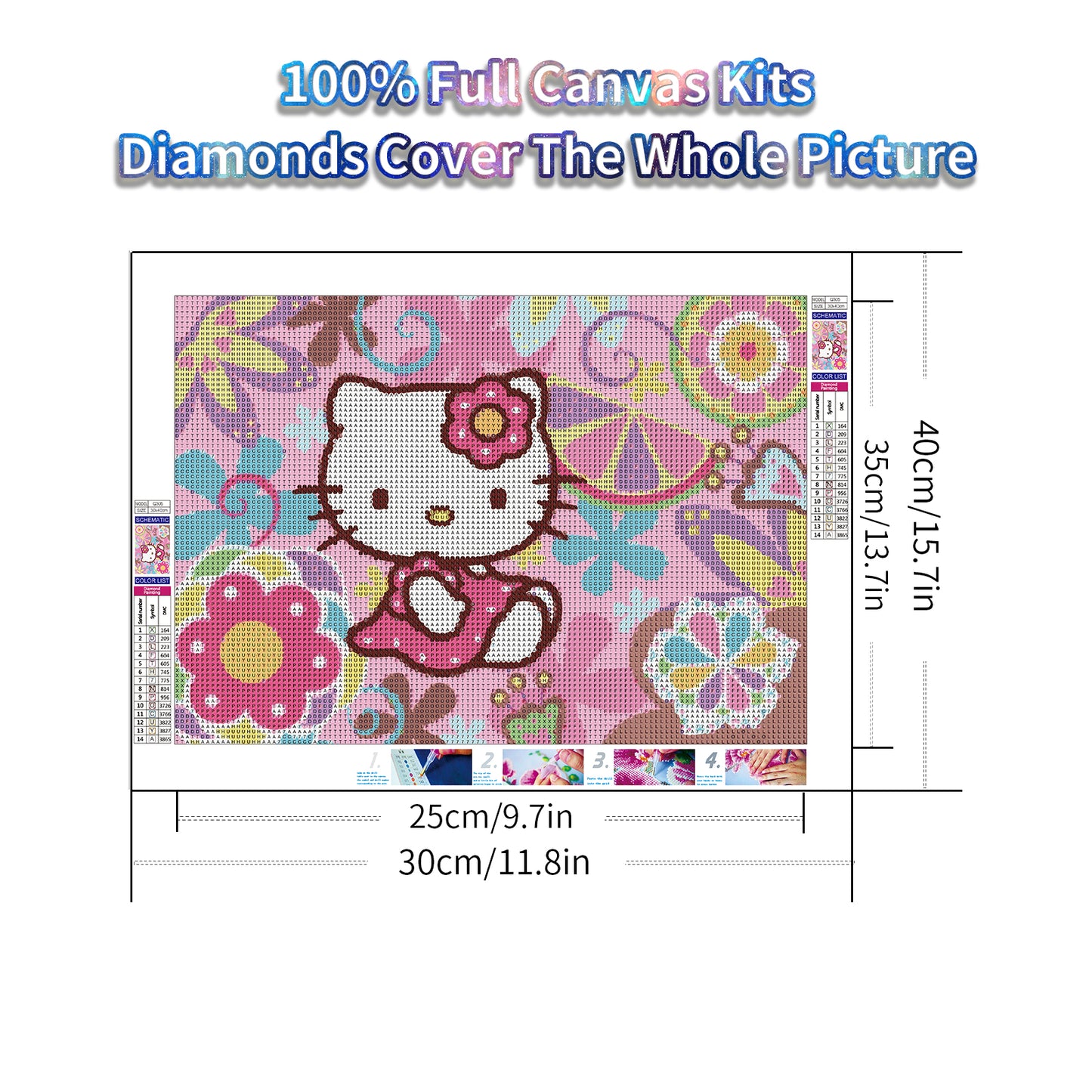 Hello Kitty- Full Round Diamond Painting - 40x30cm