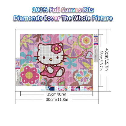 Hello Kitty- Full Round Diamond Painting - 40x30cm