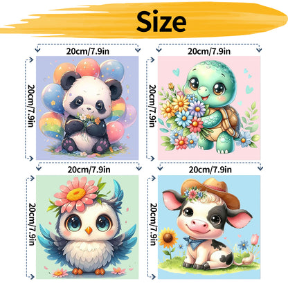 Small animals - Painting by Numbers -20x20cm-4pcs/set