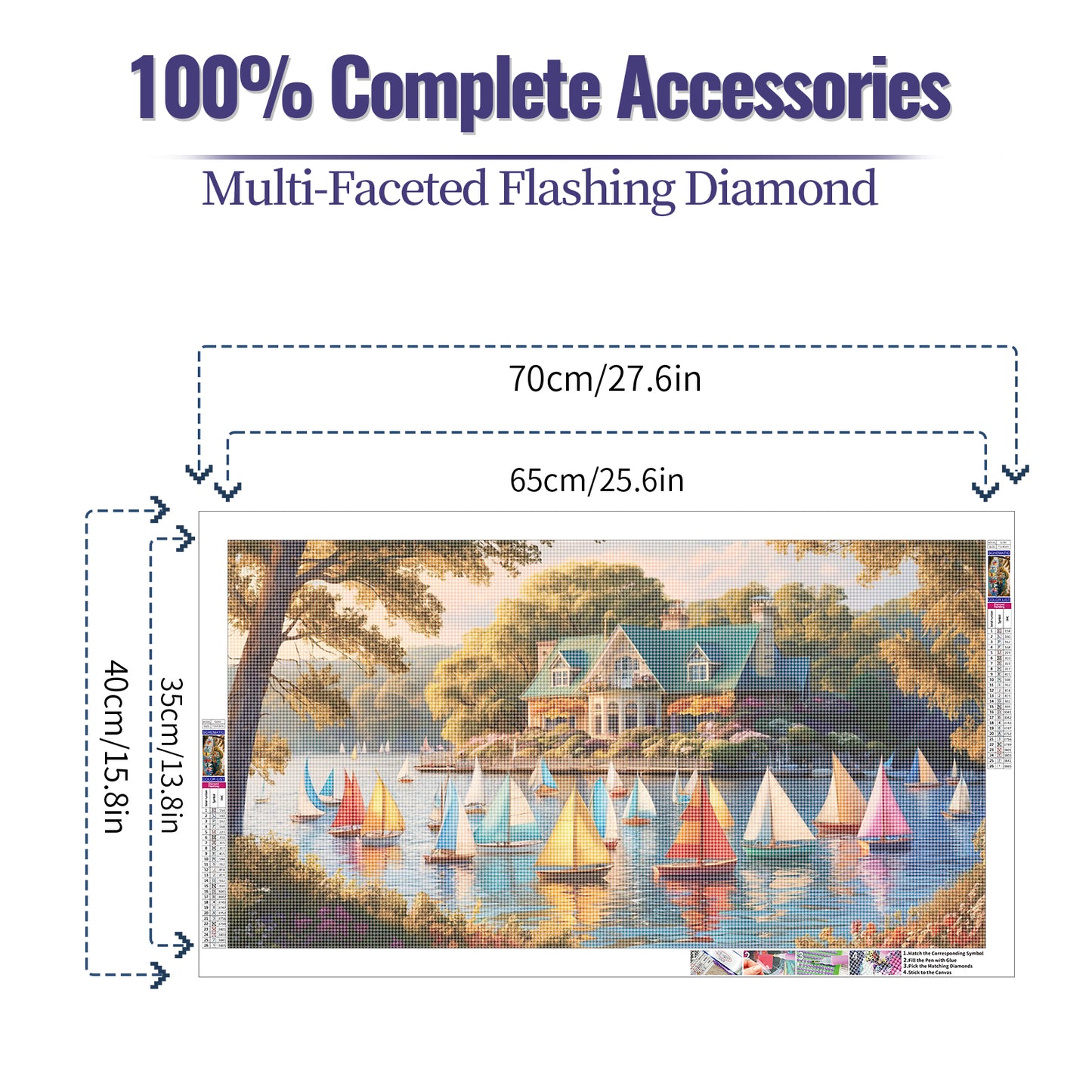 Colourful boats - Full Round Diamond Painting - 70x40cm