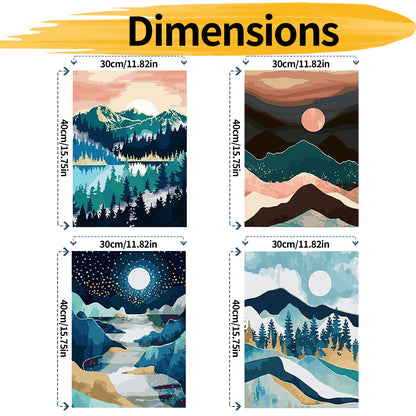 Mountain - Painting with Numbers -30x40cm -4pack