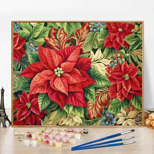 Red Flower - Paint by Numbers -50x40cm