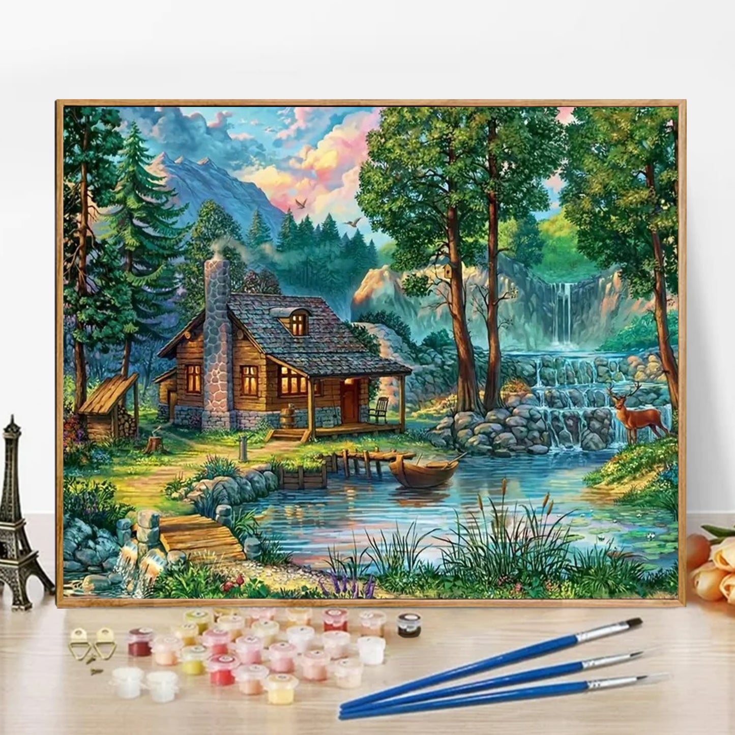 Riverside cottages  - Paint by Numbers -50x40cm