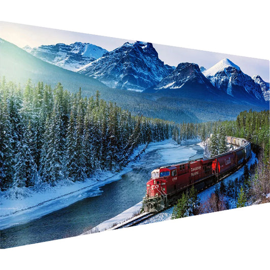 Mountain Train - Full Round Diamond Painting - 70x40cm