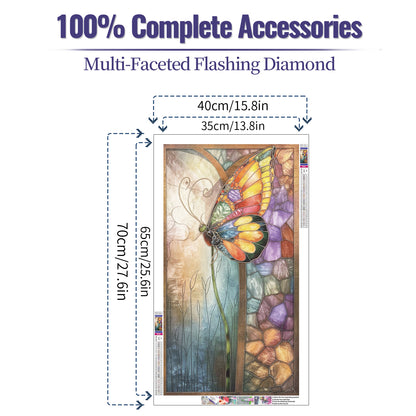 Butterfly window- Full Round Diamond Painting - 40x70cm
