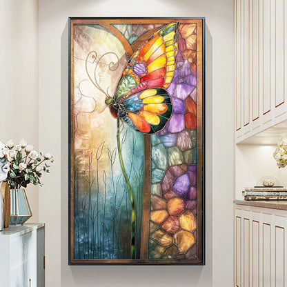 Butterfly window- Full Round Diamond Painting - 40x70cm
