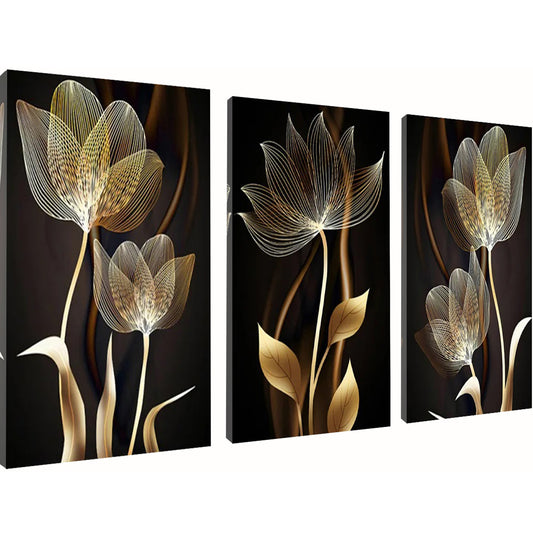 Golden Lotus Flower - Full Round Diamond Painting - 30x40cm - 3 Pack