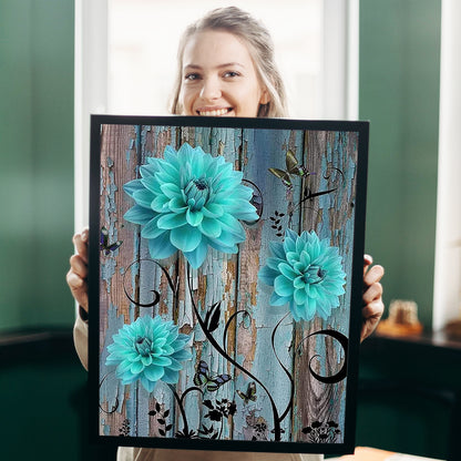 Blue Green Flower - Painting with Numbers -40x50cm