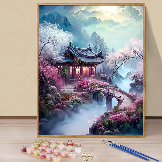 Pavilion in the Mountains- Paint by Numbers -40x50cm