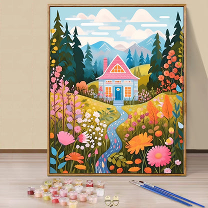 Flower House - Painting with Numbers -40x50cm