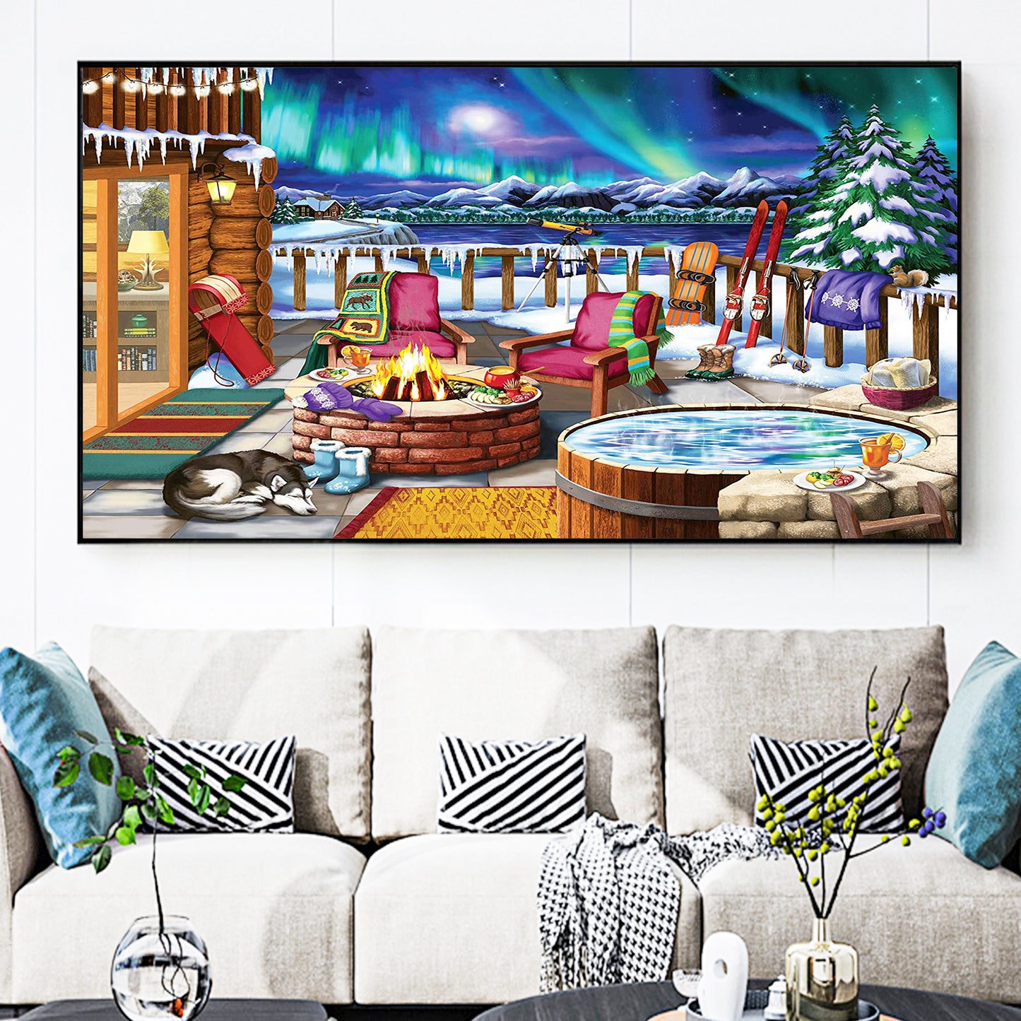 Christmas fireplace - Full Round Diamond Painting - 70x40cm