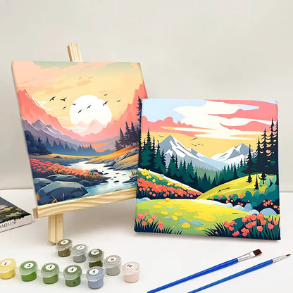 Mountain - Painting with Numbers -20x20cm-4pcs/set