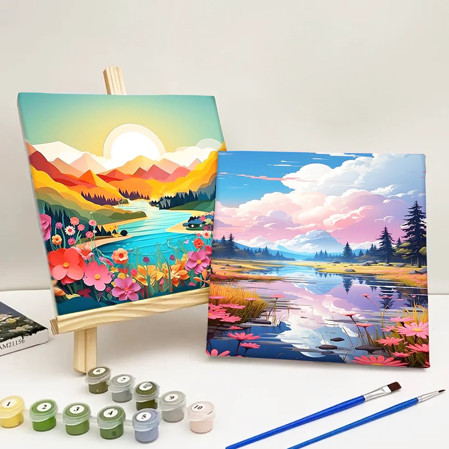 Mountain - Painting with Numbers -20x20cm-4pcs/set
