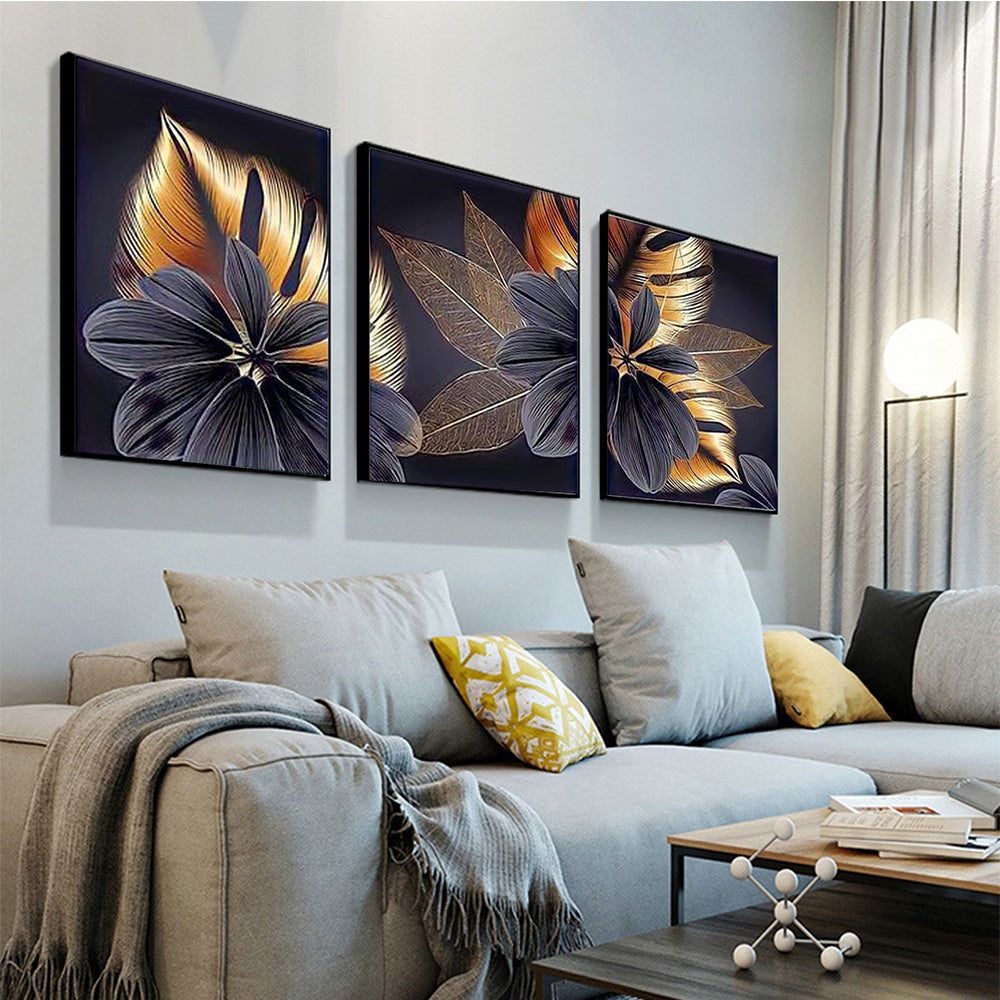 Abstracr Flower - Full Round Diamond Painting - 11.8x15.7in （3 pack）