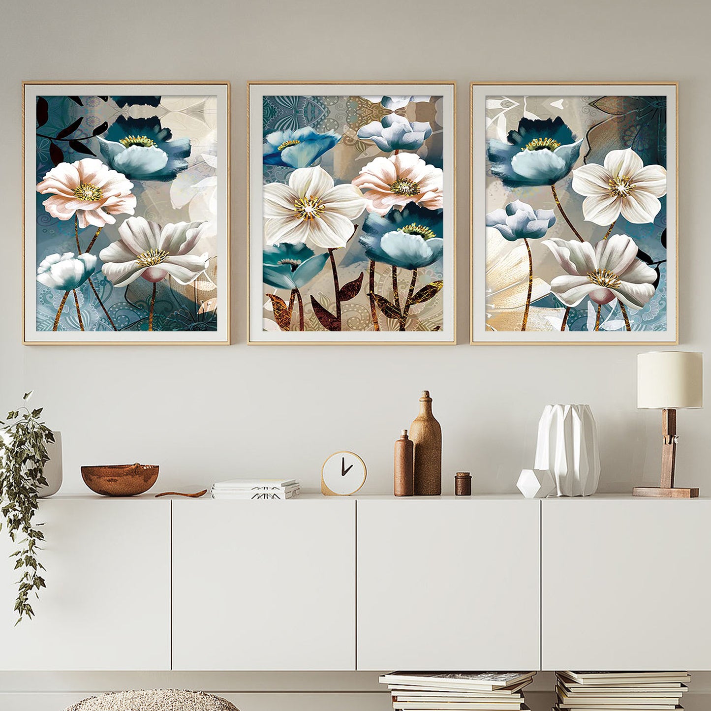 3pcs Lotus Flower- Painting with Numbers -30x40cm